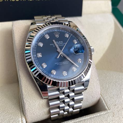 rolex blue roman 41mm|rolex datejust 41 diamonds.